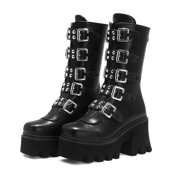2020 winter gothic punk женщин платформа boots черный пряжка ремень молния квадратный каблук обуви mid теленок combat boots, Black
2020 winter gothic punk женщин платформа boots черный пряжка ремень молния квадратный каблук обуви mid теленок combat boots, Black