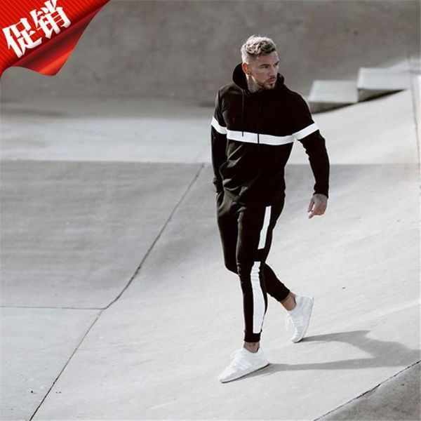 2019 new fashion brand sports pants men's hooded bodysuit, Gray
2019 new fashion brand sports pants men's hooded bodysuit, Gray