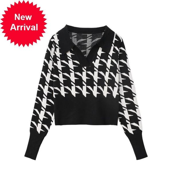 2021 new autumn new houndstooth women's jersey long sleeve retro elegant temperament knitted pullovers nmv9, White;black
2021 new autumn new houndstooth women's jersey long sleeve retro elegant temperament knitted pullovers nmv9, White;black