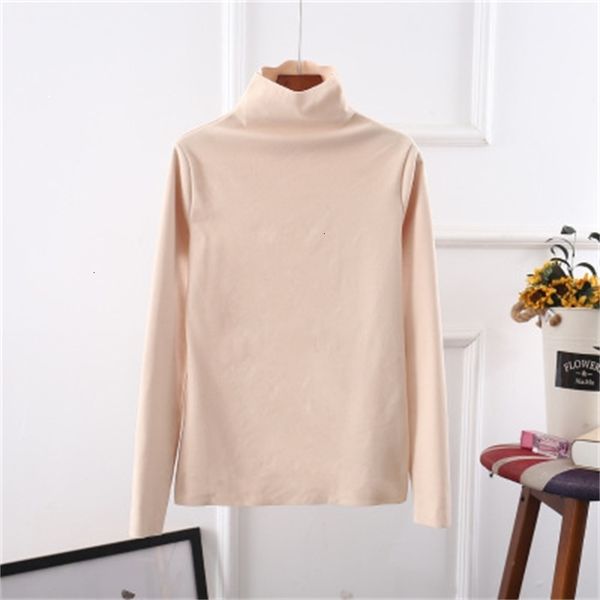 2021 new autumn/winter denim traceless heating high neck warm bottom of women manga long double shirt matted teddy gopx, White 
2021 new autumn/winter denim traceless heating high neck warm bottom of women manga long double shirt matted teddy gopx, White