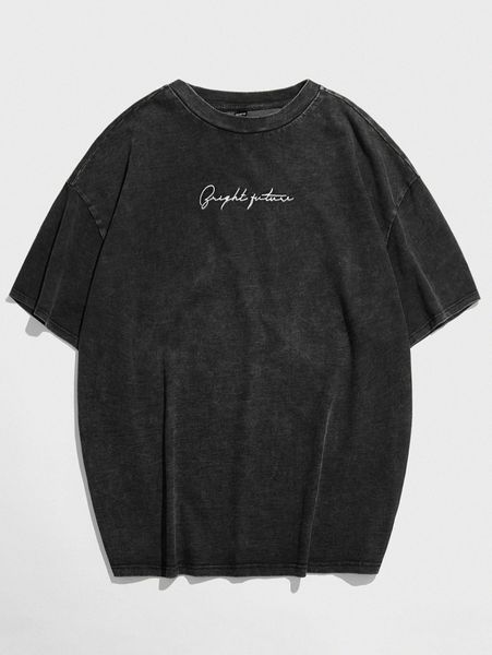 men letter embroidery tee 03a1#, White;black