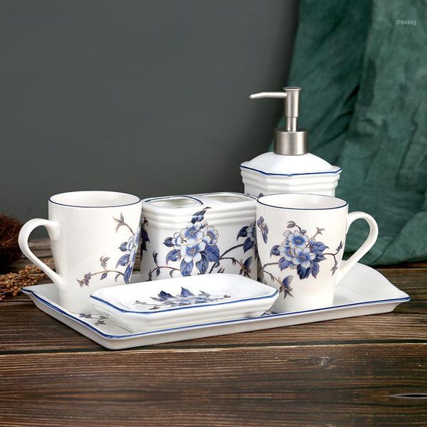 european blue and white ceramic bathroom supplies five-piece mouthwash cup lotion bottle soap box toothbrush cylinder set gift1
european blue and white ceramic bathroom supplies five-piece mouthwash cup lotion bottle soap box toothbrush cylinder set gift1