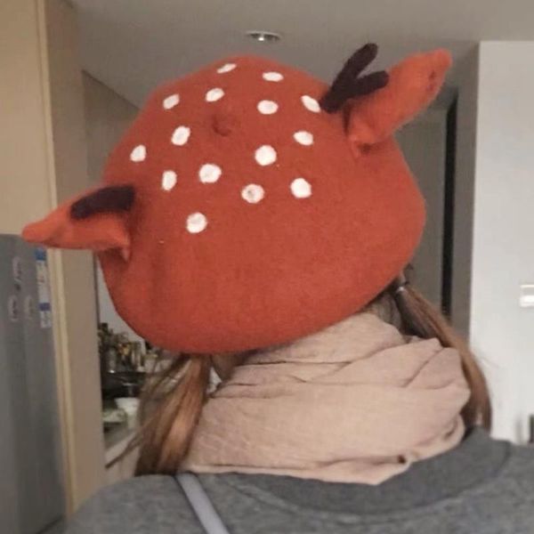 handmade wool felt beret christmas antler ear beret diy creative hat gift for woman, Blue;gray
handmade wool felt beret christmas antler ear beret diy creative hat gift for woman, Blue;gray