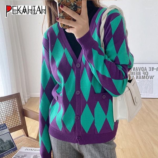 2021 autumn vintage plaid oversize knitted sweater fashion slim long sleeve cardigan sweater lady casual loose chic, White
2021 autumn vintage plaid oversize knitted sweater fashion slim long sleeve cardigan sweater lady casual loose chic, White