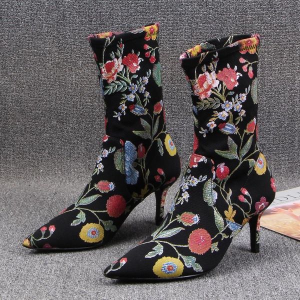 womens pointy toe stretchy ankle boots floral printed stilettos high heel pull on shoes black new 2020
womens pointy toe stretchy ankle boots floral printed stilettos high heel pull on shoes black new 2020