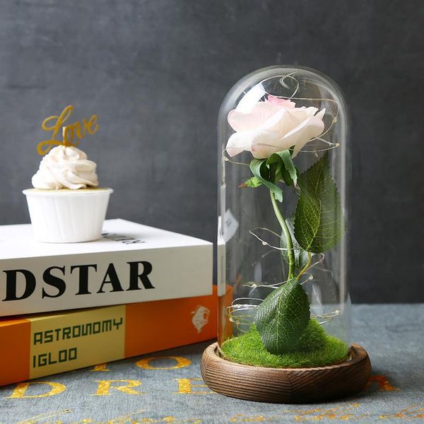 beauty artificial rose flower in glass dome wooden base for decorate valentine's day gifts christmas led rose lamps
beauty artificial rose flower in glass dome wooden base for decorate valentine's day gifts christmas led rose lamps