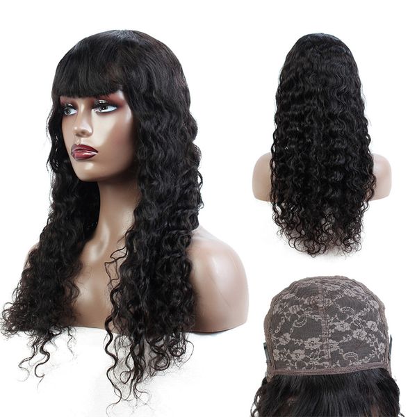 malaysian human hair wigs with bangs water wave brazilian human hair wigs for black women wet and wevy hair natural color machine made wigs, Black;brown
malaysian human hair wigs with bangs water wave brazilian human hair wigs for black women wet and wevy hair natural color machine made wigs, Black;brown