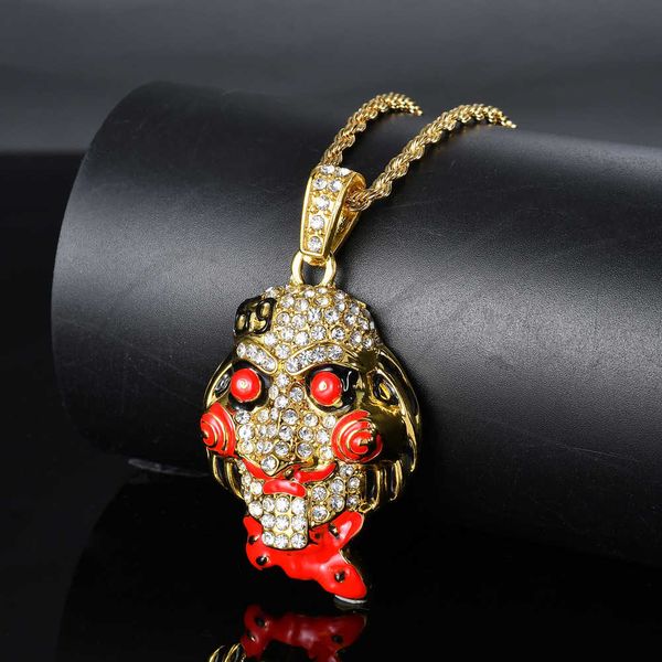 cubic silver zircon hip hop gold jewelry horror movie theme iced out chain men's gifts 69 saw clown pendant necklaces
cubic silver zircon hip hop gold jewelry horror movie theme iced out chain men's gifts 69 saw clown pendant necklaces