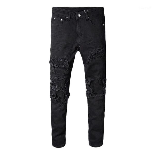men's black patchwork stretch denim biker jeans for motorcycle slim fit skinny ripped pencil pants patch ripped streetwear pants1, Blue
men's black patchwork stretch denim biker jeans for motorcycle slim fit skinny ripped pencil pants patch ripped streetwear pants1, Blue