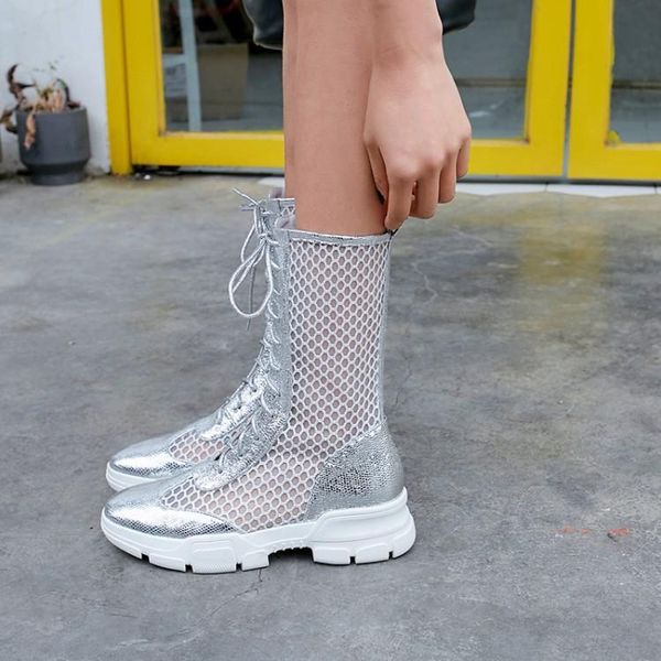 boots mesh summer women mid-calf genuine leather hollow out flat platform rome sandals cool breathable women's shoes, Black
boots mesh summer women mid-calf genuine leather hollow out flat platform rome sandals cool breathable women's shoes, Black