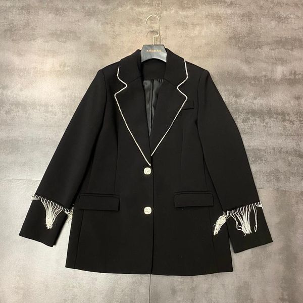 women's suit 2020 spring new rhinestone fringed sleeves bright flash heavy industry temperament jacket 03111, White;black
women's suit 2020 spring new rhinestone fringed sleeves bright flash heavy industry temperament jacket 03111, White;black