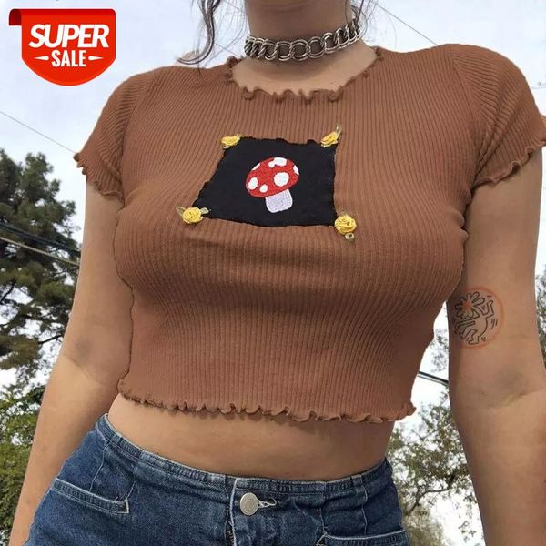 indie aesthetics patchwork ribbed ruffles brown 90s vintage o-neck short sleeve mushroom embroidery #bi32, White
indie aesthetics patchwork ribbed ruffles brown 90s vintage o-neck short sleeve mushroom embroidery #bi32, White
