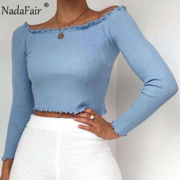 nadafair long sleeve crop off shoulder ruffles solid basic tshirts woman khaki purple rib korean style knitted t-shirt1, White
nadafair long sleeve crop off shoulder ruffles solid basic tshirts woman khaki purple rib korean style knitted t-shirt1, White