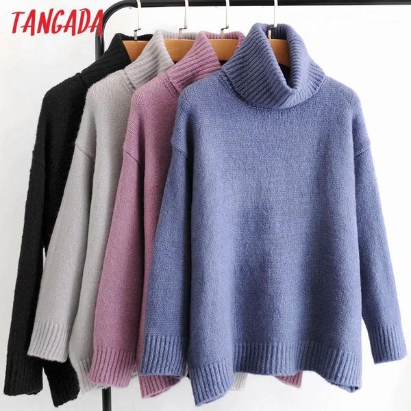 women's sweaters tangada 2021 winter chic women thick solid turtleneck sweater vintage ladies oversized warm knitted jumper 8h01, White;black
women's sweaters tangada 2021 winter chic women thick solid turtleneck sweater vintage ladies oversized warm knitted jumper 8h01, White;black