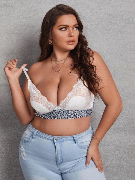 plus leopard contrast lace bralette z2ra#, Black;white
plus leopard contrast lace bralette z2ra#, Black;white
