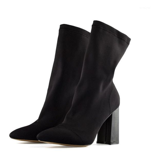 aneikeh women's boots pointed toe yarn elastic ankle boots thick heel high heels shoes woman female socks 2020 spring1, Black
aneikeh women's boots pointed toe yarn elastic ankle boots thick heel high heels shoes woman female socks 2020 spring1, Black