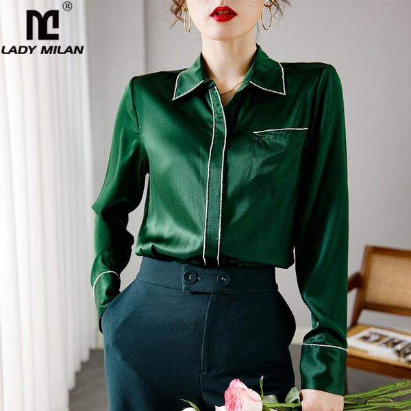 women's blouses & shirts 100% silk runway turn down collar beaded long sleeves elegant office lady work blouse, White
women's blouses & shirts 100% silk runway turn down collar beaded long sleeves elegant office lady work blouse, White