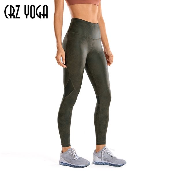 crz yoga women's matte coated faux leather texture legging workout mesh tight pants with drawcord-25 inches 201014, Black
crz yoga women's matte coated faux leather texture legging workout mesh tight pants with drawcord-25 inches 201014, Black