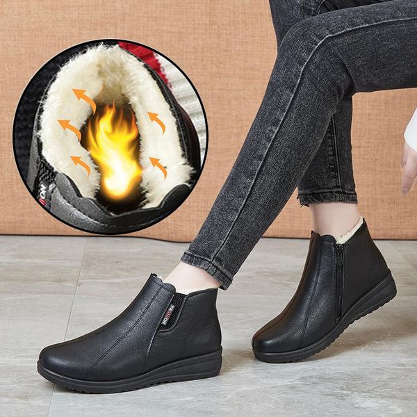 boots leather ankle for female plush snow shoes women wedges 2021 fashion black woman footwear
boots leather ankle for female plush snow shoes women wedges 2021 fashion black woman footwear