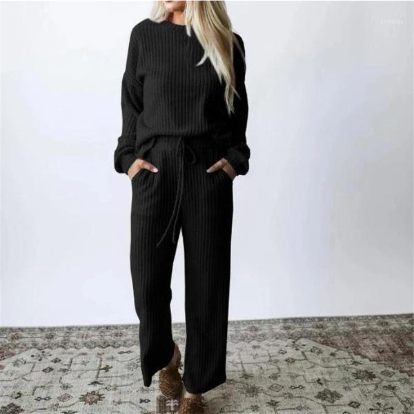 ribbed women's set solid color long sleeve sweaters pants two piece set knitted sweatsuit matching casual loose outfits1, Gray
ribbed women's set solid color long sleeve sweaters pants two piece set knitted sweatsuit matching casual loose outfits1, Gray