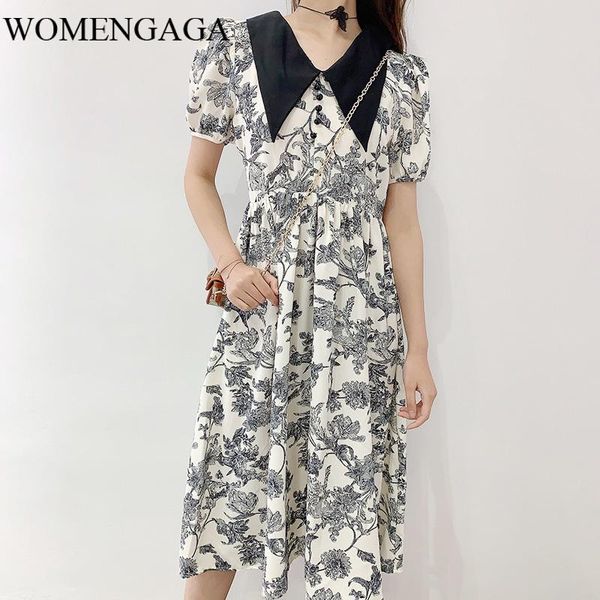 french retro literature and art printing lapel color matching puff sleeve high waist dress long summer loose casual cr90, Black;gray
french retro literature and art printing lapel color matching puff sleeve high waist dress long summer loose casual cr90, Black;gray