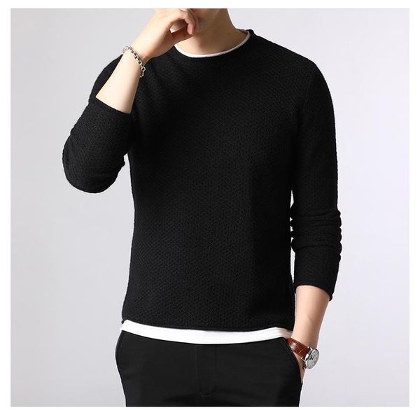 men's sweaters autumn winter long-sleeved sweater round neck trend loose 1129, White;black
men's sweaters autumn winter long-sleeved sweater round neck trend loose 1129, White;black