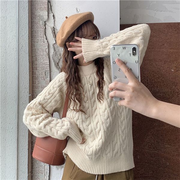 autumn 2021 and winter new soft female twist wax loose fine retro lazy simple knit wool r23q, White;black
autumn 2021 and winter new soft female twist wax loose fine retro lazy simple knit wool r23q, White;black