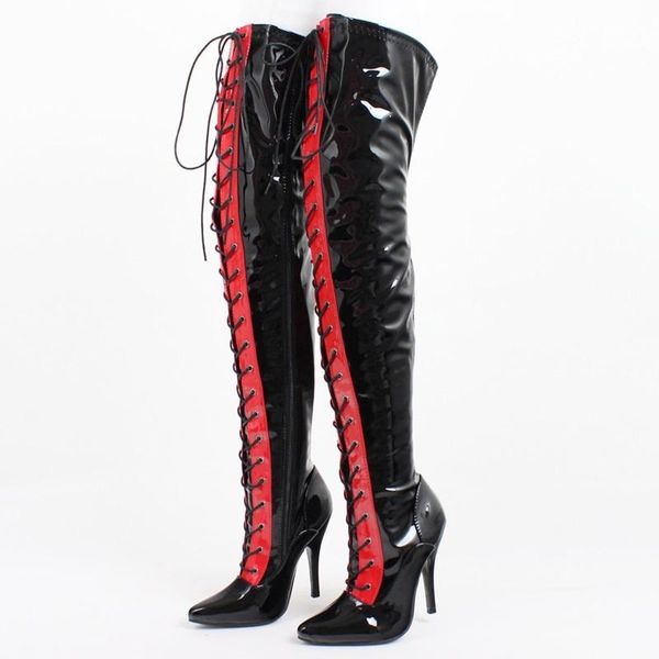 women over-the-knee boots 12cm super high heel cross-tied mixed colors ladies fetish shoes custom made, Black
women over-the-knee boots 12cm super high heel cross-tied mixed colors ladies fetish shoes custom made, Black