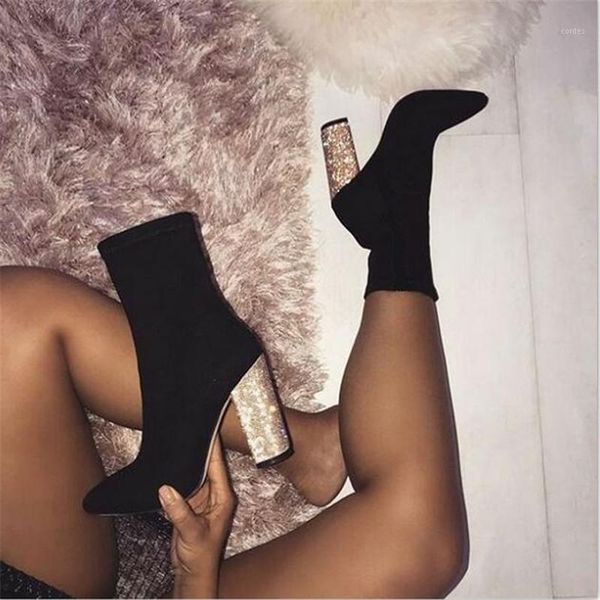 boots 2021 autumn winter stretch fabric women fashion round toe ankle bling high heels woman socks1, Black
boots 2021 autumn winter stretch fabric women fashion round toe ankle bling high heels woman socks1, Black