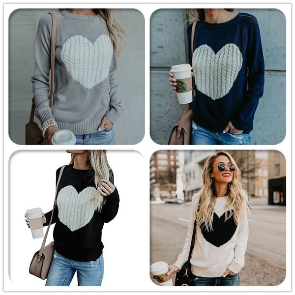 love pattern womens designer sweaters loose autumn winter long sleeve women casual 6 colors option, White;black
love pattern womens designer sweaters loose autumn winter long sleeve women casual 6 colors option, White;black
