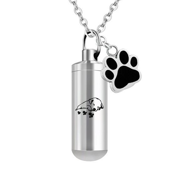 pet paws ashes urn jewelry for sleepy dog stainless steel cylinder cremation urn ashes memorial pendant keepsake necklace, Silver
pet paws ashes urn jewelry for sleepy dog stainless steel cylinder cremation urn ashes memorial pendant keepsake necklace, Silver