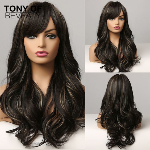 lans wavy dark brown wigs with blonde highlights heat resistant synthetic wigs for women with bangs cosplay natural hair wigs, Black
lans wavy dark brown wigs with blonde highlights heat resistant synthetic wigs for women with bangs cosplay natural hair wigs, Black