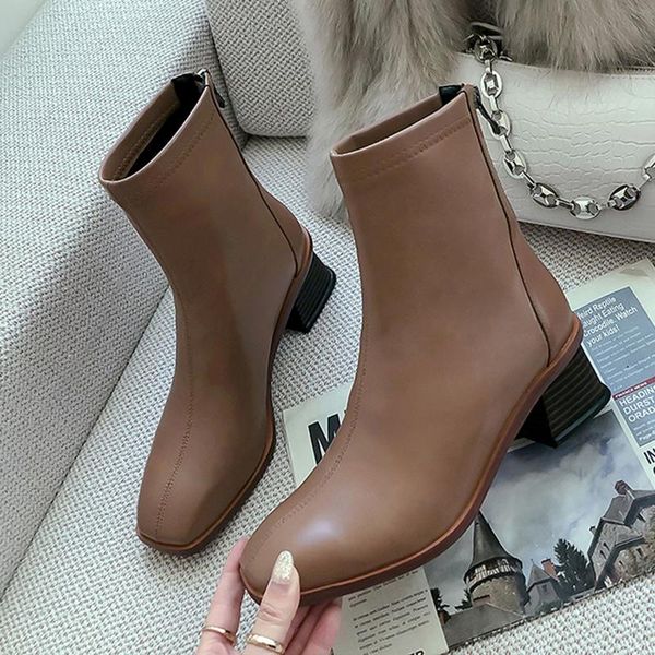 genuine leather elastic force boots women ankle boots back zipper high heels ladies autumn shoes square toe woman short, Black
genuine leather elastic force boots women ankle boots back zipper high heels ladies autumn shoes square toe woman short, Black