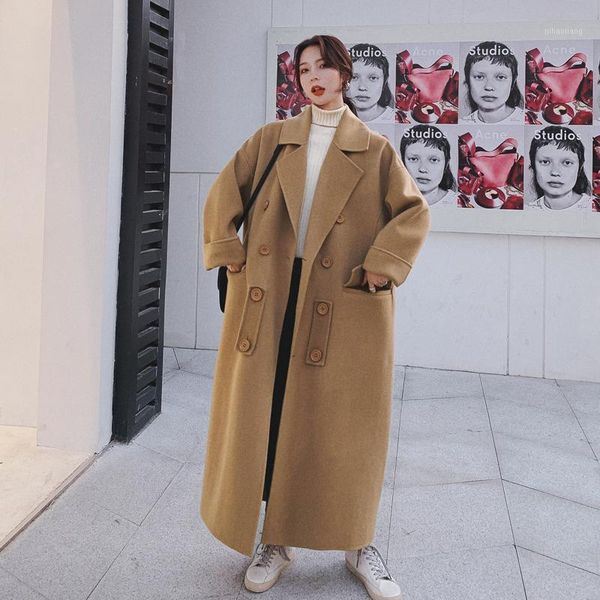 women's wool & blends 2021 winter fashion woolen coat for women thickened warm large size loose jacket camel double breasted cashmere o, Black
women's wool & blends 2021 winter fashion woolen coat for women thickened warm large size loose jacket camel double breasted cashmere o, Black