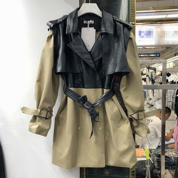comelsexy новый 2020 осень двубортный строчка pu кожаное пальто большой размер шинель шнуровка талии средней длины ветровка, Tan;black
comelsexy новый 2020 осень двубортный строчка pu кожаное пальто большой размер шинель шнуровка талии средней длины ветровка, Tan;black