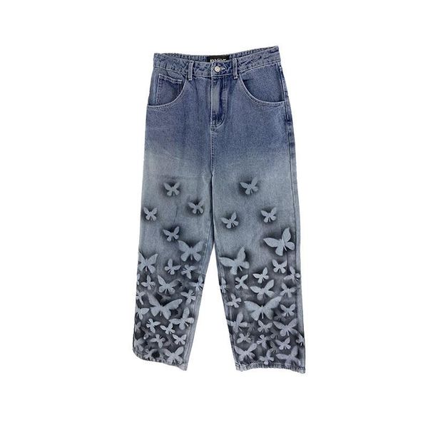 men's jeans contrast color gradient butterfly printed hiphop hip-hop street fashion personalized pants, Blue
men's jeans contrast color gradient butterfly printed hiphop hip-hop street fashion personalized pants, Blue