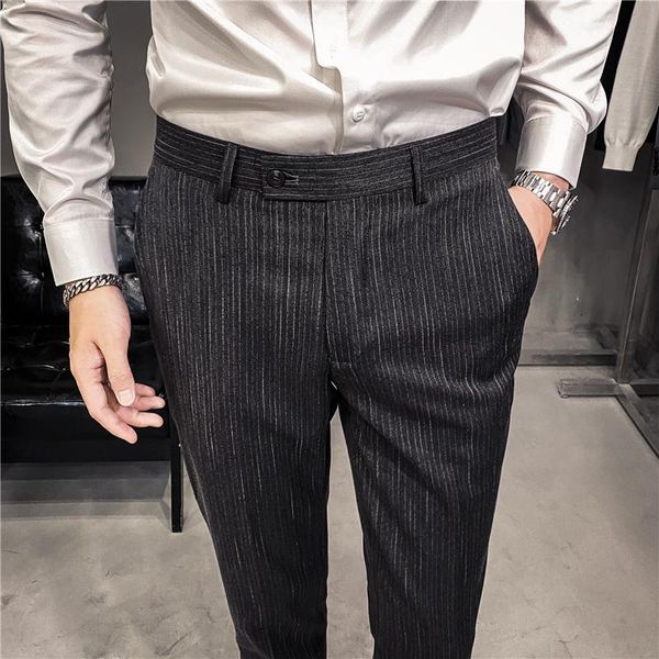 men's suits & blazers 2021 autumn pants striped business dress casual slim fit office social suit wedding trousers pantalon homme, White;black
men's suits & blazers 2021 autumn pants striped business dress casual slim fit office social suit wedding trousers pantalon homme, White;black