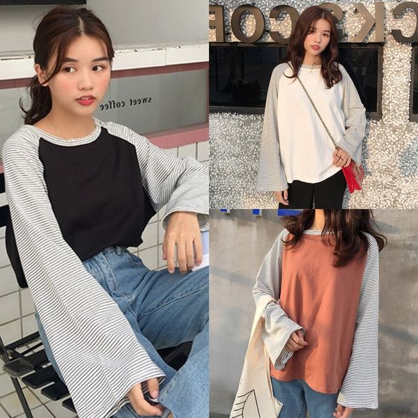 early autumn underwearunderwearwomen's 2019 new stripe stitching korean version loose and versatile early autumn chic long sleeve t, White
early autumn underwearunderwearwomen's 2019 new stripe stitching korean version loose and versatile early autumn chic long sleeve t, White