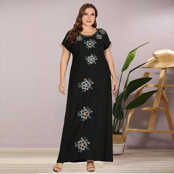 siskakia embroidered beaded long dress black plus size women's maxi dresses fashion laces patchwork short sleeve loose casual, Black;gray
siskakia embroidered beaded long dress black plus size women's maxi dresses fashion laces patchwork short sleeve loose casual, Black;gray
