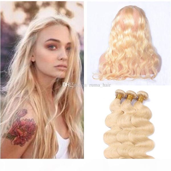 #613 body wave 360 lace frontal with bundles blonde russian virgin wavy human hair weave with full lace band frontal closure 4pcs lot, Black;brown
#613 body wave 360 lace frontal with bundles blonde russian virgin wavy human hair weave with full lace band frontal closure 4pcs lot, Black;brown