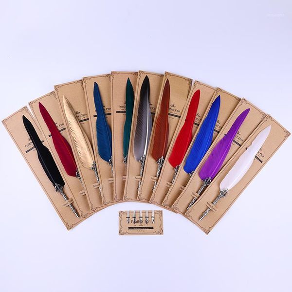 fountain pens antique quill feather dip pen chancery oblique stationery office school pen+5pcs nib carved metal gifts1
fountain pens antique quill feather dip pen chancery oblique stationery office school pen+5pcs nib carved metal gifts1