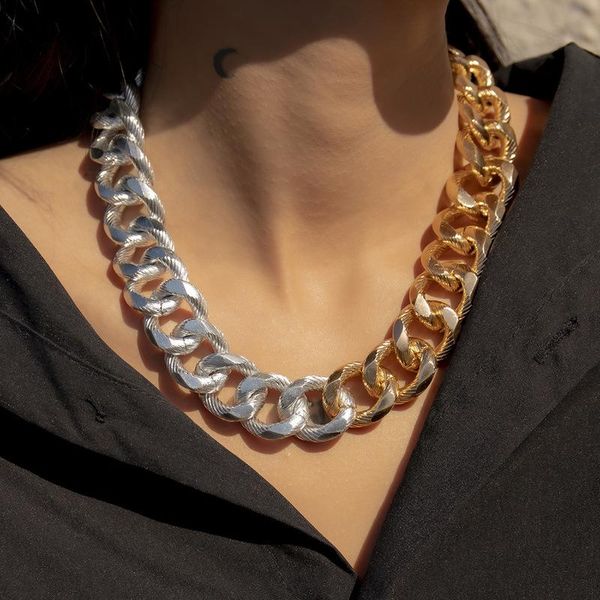 chokers lovoacc hyperbole chunky cuban chain necklaces for women mujer contrast color hollow link necklace punk hip hop jewelry, Golden;silver
chokers lovoacc hyperbole chunky cuban chain necklaces for women mujer contrast color hollow link necklace punk hip hop jewelry, Golden;silver