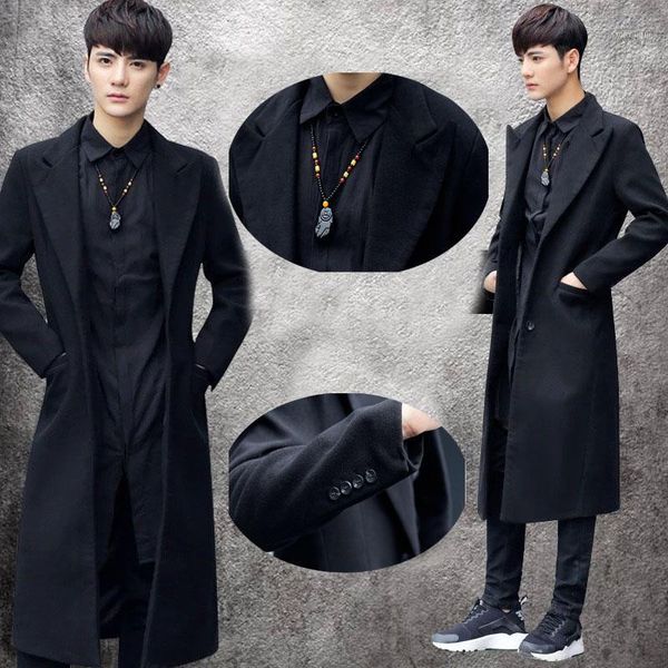 2018 men's slim woolen long trench coat lapel jacket windbreaker parka overcoat for mens autumn winter outwear1, Black
2018 men's slim woolen long trench coat lapel jacket windbreaker parka overcoat for mens autumn winter outwear1, Black
