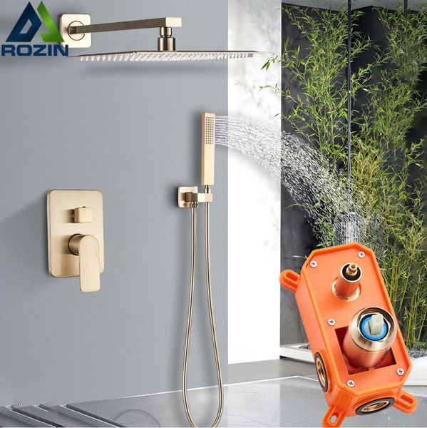 brushed gold bathroom rainfall head single handle faucet wall mounted bath shower mixer water set 1011
brushed gold bathroom rainfall head single handle faucet wall mounted bath shower mixer water set 1011