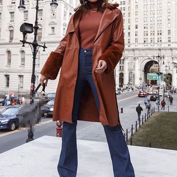 hadara turn down collar trench women fashion vintage brown pu leather trench coats women elegant long female ladies jm1, Tan;black
hadara turn down collar trench women fashion vintage brown pu leather trench coats women elegant long female ladies jm1, Tan;black