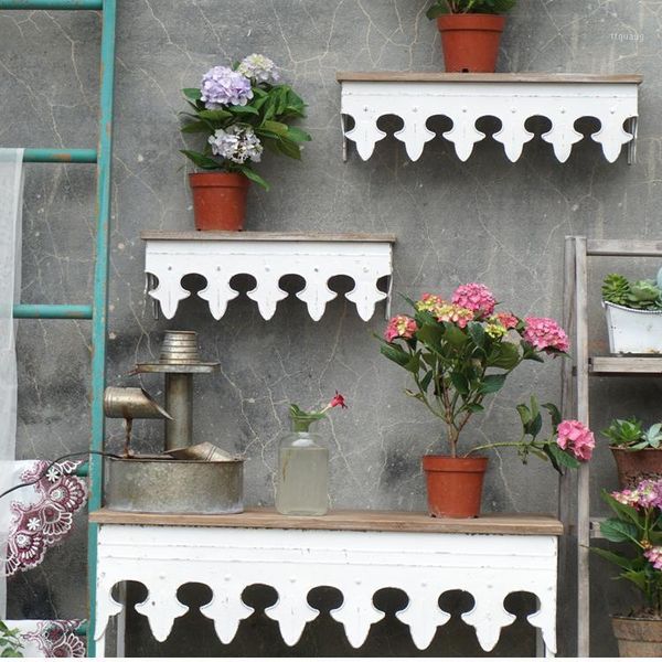handcrafted decorative wood metal shabby chic wall rack1