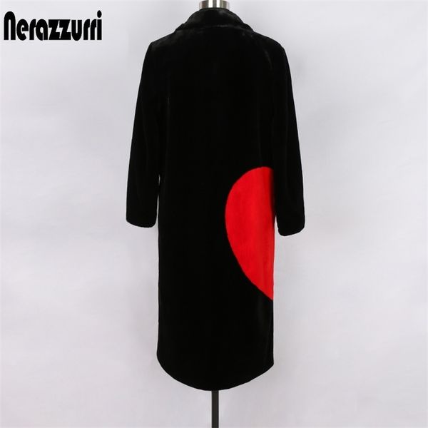 nerazzurri winter black long faux fur coat with red love hearts long sleeve notched lapel plus size warm fluffy jacket 5xl 6xl 201209
nerazzurri winter black long faux fur coat with red love hearts long sleeve notched lapel plus size warm fluffy jacket 5xl 6xl 201209