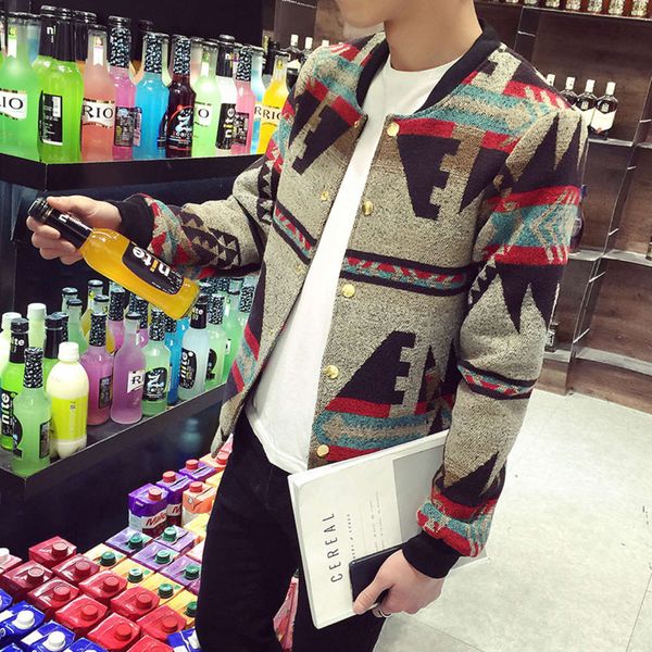 fall and winter: tweed large floral men's slim geometric baseball collar jacket, Black
fall and winter: tweed large floral men's slim geometric baseball collar jacket, Black