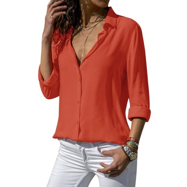 women blouses 2021 long sleeve solid v-neck chiffon blouse female office workwear shirts blouse plus size camisa, White
women blouses 2021 long sleeve solid v-neck chiffon blouse female office workwear shirts blouse plus size camisa, White