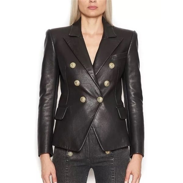 high street baroque fashion 2020 designer blazer jacket women's lion metal buttons faux leather blazer outer coat lj200911, White;black
high street baroque fashion 2020 designer blazer jacket women's lion metal buttons faux leather blazer outer coat lj200911, White;black